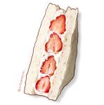  artist_name bread bread_slice commentary_request cream english_text food food_focus fruit fruit_sandwich highres mitomaton no_humans original pastry realistic sandwich simple_background still_life strawberry white_background 