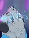  2021 absurd_res anthro black_body black_fur black_nose blush fur hi_res kemono league_of_legends magic male mammal moobs nipples overweight overweight_male polar_bear qqmelon888 riot_games solo ursid ursine video_games volibear white_body white_fur 