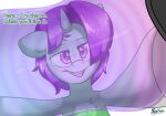  absurd_res chest_tuft dialogue english_text equid equine eyewear female feral first_person_view fluffyxai goggles hair hasbro hi_res horn hypnosis hypnotic_visor hypnotizing_viewer looking_at_viewer mammal mind_control my_little_pony purple_eyes purple_hair solo text tuft unicorn visor 