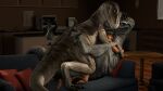  16:9 2021 3d_(artwork) 4k absurd_res ambiguous_gender bestiality blue_(jurassic_world) claws digital_media_(artwork) dinosaur dromaeosaurid eyes_closed female feral furniture group group_sex hand_on_head hi_res hug hugging_from_behind human human_on_feral inside interspecies ivorylagiacrus jurassic_park jurassic_world lying male male/female male_on_feral mammal on_back on_couch on_sofa paws reptile sandwich_position scalie sex sharp_claws size_difference sofa source_filmmaker teeth theropod threesome universal_studios velociraptor widescreen 
