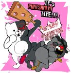  balls belly better_version_at_source butt danganronpa duo genitals hi_res imminent_spanking kurokuma male male/male monokuma navel penis punishment robot_penis torquewintress 