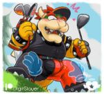  anthro blush bowser clothed clothing digitslayer disembodied_hand erection erection_under_clothing fully_clothed golf koopa male male_focus mario_bros mario_golf nintendo scalie solo_focus video_games 
