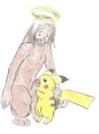  ambiguous_gender bestiality erection fellatio feral happy happy_sex human interspecies jesus jesus_christ male mammal nintendo nude oral oral_sex penis pikachu plain_background pok&#233;mon pok&#233;philia pokemon religion sacrilegious sex size_difference unknown_artist video_games what white_background 