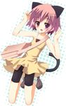  animal_ears bag bike_shorts cat_ears cat_tail copyright_request flat_chest full_body meito_(maze) purple_eyes shorts shorts_under_skirt shoulder_bag solo tail 