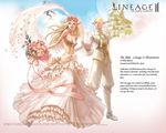  1girl artist_request blonde_hair bride dress elbow_gloves elf elf_(lineage_2) flower gloves lineage lineage_2 pointy_ears wedding wedding_dress 