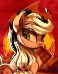  2019 absurd_res applejack_(mlp) blonde_hair clothing cutie_mark earth_pony equid equine female feral friendship_is_magic green_eyes hair hasbro hat headgear headwear hi_res horse kaleido-art long_hair mammal my_little_pony pony solo 