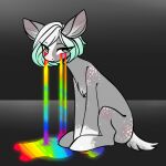  1:1 bodily_fluids colored earth_pony equid equine eye_clipping_through_hair female feral hasbro helemaranth hi_res horse mammal my_little_pony pony puddle rainbow_liquid sitting solo tears 