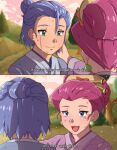  1boy 1girl blue_eyes blush cruz02art crying green_eyes highres james_(pokemon) jessie_(pokemon) pokemon pokemon_(anime) team_rocket team_rocket_grunt tears watermark 