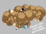  2018 5_fingers anthro balls big_bulge big_muscles big_pecs bovid bovine brown_balls brown_body brown_fur brown_hair bulge clothed clothing english_text fingers fist flexing fur genitals grey_background hair hooves horn huge_bulge huge_muscles huge_pecs hyper hyper_bulge hyper_muscles male mammal muscular nipples pecs penis pink_penis pubes simple_background solo stagor55 standing text underwear underwear_only veiny_muscle 