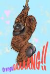  &lt;3 ape big_butt brown_body brown_fur butt english_text feral fur hand_behind_head haplorhine hi_res humor male mammal orangutan pose primate pun signature smug solo sparkles text 