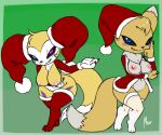  3_fingers 3_toes anthro areola bent_over big_breasts black_sclera blue_eyes bottomless bottomless_female breasts canid canine chest_tuft christmas christmas_clothing christmas_headwear claws clothed clothing countershade_face countershade_torso countershading crossed_legs curvaceous curvy_figure cute_fangs digimon digimon_(species) digital_media_(artwork) dipstick_ears dipstick_tail duo exposed_breasts fak&eacute;mon fan_character fangs feet female finger_claws fingers fox front_view fur furball_(artist) gesture hair hat head_tuft headgear headwear heterochromia holidays huge_breasts hybrid impmon legwear looking_at_viewer mammal markings midriff multicolored_body multicolored_ears multicolored_fur multicolored_tail narrowed_eyes navel nipples nude partially_clothed presenting purple_eyes renamon renimpmon renimpmon_x santa_hat short_stack simple_background smile snaggle_tooth standing stockings tan_body tan_fur thick_thighs thigh_highs toes tuft two_tone_body two_tone_fur voluptuous white_body white_fur wide_hips yakizu_asaki yellow_body yellow_fur 