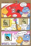  2021 anthro blastoise blue_body bodily_fluids comic controller dragonite duo english_text eyes_closed game_controller hi_res kemono nintendo nintendo_switch orange_body overweight picross pok&eacute;mon pok&eacute;mon_(species) sweat text unagi_bukuro video_games 