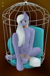  2:3 absurd_res alicorn-without-horn anthro bdsm bird_cage bondage bound breasts collar earth_pony equid equine female friendship_is_magic frown hasbro hi_res horse limestone_pie_(mlp) mammal my_little_pony nude pillow pony sitting small_breasts solo unguligrade_anthro 