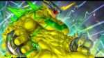  abs anthro biceps bulkmon clothing digimon digimon_(species) electricity gloves handwear hi_res male mask muscular muscular_anthro muscular_male open_mouth pecs rabbity red_eyes scalie solo spikes teeth yellow_body 
