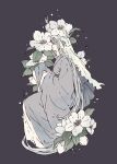  1girl absurdres flower highres japanese_clothes kimono long_hair nanase_(nana.0_7) original profile white_flower white_hair white_kimono yuki_onna 