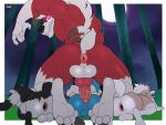  2021 absurd_res anal anal_penetration animal_genitalia animal_penis anthro anus backsack balls big_butt blue_body blue_fur butt canine_penis fur gaping gaping_anus genitals grin group hi_res knot lucario lycanroc male male/male male_penetrated male_penetrating male_penetrating_male midday_lycanroc midnight_lycanroc mightyena moon muscular muscular_male nintendo nude penetration penis pok&eacute;mon pok&eacute;mon_(species) sex smile video_games zourik 