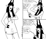  2021 antelope anthro bovid breasts cleavage clothed clothing comic crystal_ball dialogue dress english_text female fur gazelle hair hooves horn long_hair mammal miss_thompson_(tegerio) monochrome solo tegerio text 