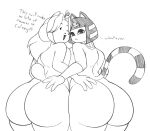  absurd_res animal_crossing ankha_(animal_crossing) anthro big_breasts big_butt black_and_white breast_squish breasts breasts_frottage bubble_butt butt butt_focus butt_grab canid canine dialogue english_text felid feline female hair hand_on_butt happy hi_res hip_to_hip huge_butt kingfurryjion lineup looking_at_viewer looking_back mammal monochrome nintendo nude one_eye_closed presenting presenting_hindquarters raised_tail rear_view side_by_side simple_background smile squish take_your_pick tem temmie_(undertale) text thick_thighs unamused undertale video_games white_body wink 