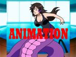  animated apode barefoot breast_growth breasts brown_hair clothed clothing draconcopode eyewear feet female gender_transformation glasses growth hair hand_on_breast human humanoid_pointy_ears lamia legless long_tail looking_at_viewer male mammal mtf_transformation one-piece_swimsuit plantigrade purple_tail reptile rikis scalie serpentine short_playtime smile snake solo species_transformation split_form surprise swimming_pool swimming_trunks swimwear tail_growth transformation 