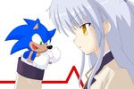  angel_beats! furry hand_sonic iteza_(kous-pix00) pun school_uniform silver_hair sonic sonic_the_hedgehog tenshi_(angel_beats!) too_literal yellow_eyes 