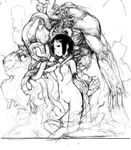  alien greyscale monochrome monster mutant original pon_(tab_rasa) sketch solo tentacles 
