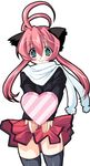  animal_ears blue_eyes blush box cat_ears copyright_request heart-shaped_box long_sleeves pink_hair scarf skirt solo tajima_yoshikazu thighhighs valentine zettai_ryouiki 