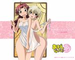  amaenaideyo!! amaenaideyo!!_katsu!! apron breast_grab breasts grabbing horii_kumi kazusano_kazuki medium_breasts multiple_girls naked_apron nanbu_chitose nude small_breasts wallpaper yuri 