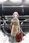  alternate_costume bag coat ground_vehicle hat izayoi_sakuya locomotive long_sleeves short_hair silver_hair solo steam steam_locomotive touhou train wizneko 