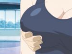  1girl animated animated_gif breast_grab breasts covered_nipples girls_bravo grabbing hetero large_breasts lowres non-web_source one-piece_swimsuit school_swimsuit solo_focus swimsuit 