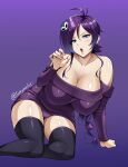  breasts cleavage pantsu sole_gem sweater thighhighs zone-tan 