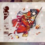 1girl artist_request assault_rifle bangs black_hair blush character_name china_dress chinese_clothes closed_eyes closed_mouth copyright_name dress earrings eyebrows_visible_through_hair floor flower girls_frontline gun hair_flower hair_ornament highres holding holding_weapon jewelry long_hair lying official_art on_floor on_side petals red_dress red_footwear rifle socks solo type_81_(girls_frontline) type_81_assault_rifle weapon 