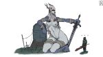  absurd_res ambiguous_gender anthro artorias_the_abysswalker bloodborne breasts canid canine canis duo female fromsoftware goonie-san great_grey_wolf_sif hi_res human leaning_on_object male male/female mammal midriff sitting sony_corporation sony_interactive_entertainment souls_(from_software) standing swordsman tombstone tongue tongue_out vicar_amelia video_games wolf 