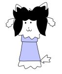  black_hair canid canine canis clothing crossover domestic_cat domestic_dog felid feline felis female feral hair mammal mario_bros monster nintendo paper_mario paperigg smile solo tem temmie_(undertale) undertale video_games 