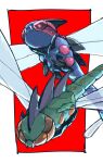  alternate_color bug closed_mouth commentary_request fangs fangs_out gen_4_pokemon highres insect no_humans orange_eyes pokemon pokemon_(creature) purple_eyes shiny_pokemon sketch uraya yanmega 