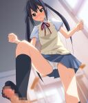  black_hair censored footjob k-on! long_hair mosaic_censoring nakano_azusa nankotu_karaage panties pants pantyshot school_uniform socks tears twintails underwear wet wet_clothes wet_panties 