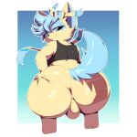  1:1 2021 anthro anus backsack balls big_butt bottomless butt clothed clothing digital_media_(artwork) eeveelution fan_character genitals girly hand_on_butt hi_res huge_butt looking_back male mammal nintendo perineum pok&eacute;mon pok&eacute;mon_(species) presenting presenting_hindquarters raised_tail ribbons shooty simple_background smile solo spread_butt spreading sylveon thick_thighs trinity-fate62 video_games wide_hips 