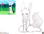  anthro blush eevee genitals golf grass hi_res male nintendo penis plant pok&eacute;mon pok&eacute;mon_(species) senz sitting solo tree video_games 