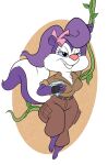  absurd_res accessory anthro barefoot chadrocco chest_tuft feet female fifi_la_fume gem hair_accessory hair_bow hair_ribbon hi_res mammal mephitid ribbons skunk solo swing tiny_toon_adventures tuft vines warner_brothers 