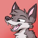  anthro canid canine canis cheek_tuft chest_tuft dipstick_ears facial_tuft fangs fox fur gradient_background hybrd mammal multicolored_ears pink_tongue sharp_teeth simple_background solo teeth tongue tuft wolf zenonclaw 