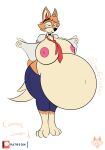  anthro belly big_belly breasts canid canine clothed clothing fan_character female fox hi_res hyper hyper_belly imafetish mammal nipples patreon sam solo 