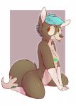  2018 anthro barely_visible_genitalia barely_visible_pussy blep breasts canid canine canis conditional_dnp domestic_dog elijah-draws female fur genitals gloves_(marking) green_pawpads hi_res leg_markings mammal markings pawpads pussy riley_(elijah-draws) socks_(marking) solo tongue tongue_out 