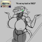  animate_inanimate anthro big_breasts breasts combat_ready_(artist) curvaceous curvy_figure curvy_hips ever_given female glowing glowing_eyes hand_gesture hi_res huge_breasts living_machine living_vehicle machine meme ship solo stuck vehicle voluptuous watercraft 