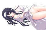  ayase_toworu bare_shoulders black_hair blue_eyes blush bottomless long_hair long_sleeves solo toono_akiha tsukihime 