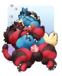  &lt;3 anal anal_penetration anthro anthro_on_anthro anthro_penetrated anthro_penetrating anthro_penetrating_anthro balls black_body black_fur blue_body butt duo ear_piercing fan_character fur genitals hi_res incineroar luke_delfino_(character) male male/male male_penetrated male_penetrating male_penetrating_male mega_evolution mega_lucario muscular muscular_anthro muscular_male nintendo penetration penis piercing pok&eacute;mon pok&eacute;mon_(species) red_body red_fur schwarzfox sex simple_background video_games white_background 