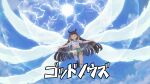  1girl alternate_costume bangs blue_sky blunt_bangs closed_eyes clothes_writing commentary_request energy_ball full_body hololive hololive_english inazuma_eleven inazuma_eleven_(series) laing long_hair multiple_wings ninomae_ina&#039;nis purple_hair seraph shorts sky soccer_uniform solo sportswear tentacle_hair translated virtual_youtuber white_wings wings 
