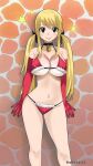  1girl bikini blonde_hair blush breasts brown_eyes christmas christmas_ornaments fairy_tail gaston18 highres large_breasts looking_at_viewer lucy_heartfilia navel solo star_(symbol) swimsuit 