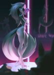  2021 anthro breasts canid canid_demon clothing demon digital_media_(artwork) female footwear hair hellhound helluva_boss hi_res long_hair loona_(vivzmind) mammal olexey_oleg platform_footwear pole red_sclera shoes stripper_pole vortex_(vivzmind) 