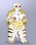  absurd_res albino alice_arthur anthro big_breasts breasts exelzior exelzior-maximus female genitals hi_res holding_breast nipples pussy red_eyes red_sclera reptile scalie short_stack solo stripes tortoise turtle wrinkles 
