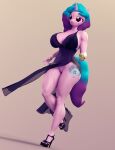  3d_(artwork) absurd_res anthro anthrofied big_breasts breasts clothed clothing dashie116 digital_media_(artwork) equid equine female genitals hasbro hi_res high_heels horn izzy_moonbow_(mlp) mammal mlp_g5 my_little_pony no_underwear purple_body pussy solo unicorn 