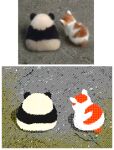  ambiguous_gender animated black_body black_ears black_fur domestic_cat duo felid feline felis feral fur giant_panda keke_(artist) low_res mammal monotone_ears orange_body rear_view short_playtime smile ursid white_body white_ears white_fur 